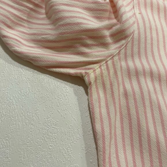 Abercrombie & Fitch Pink White Striped Button Down Shirt Women’s Medium - Picture 7 of 9